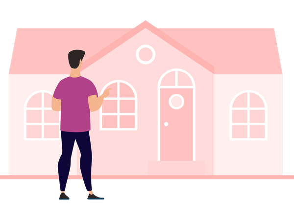 Hombre obteniendo la propiedad de una vivienda  Ilustración