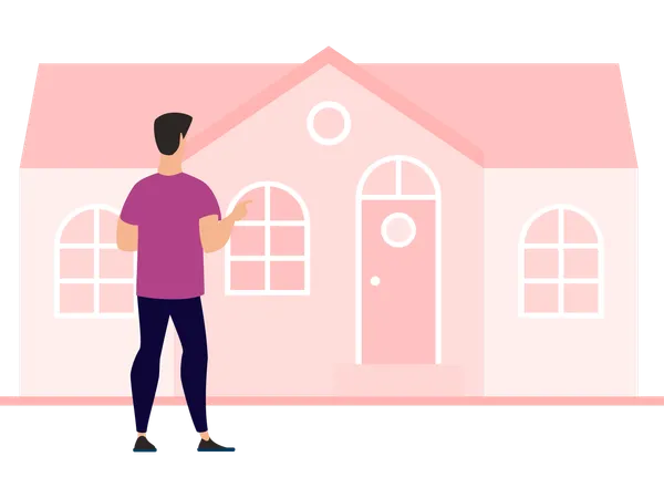 Hombre obteniendo la propiedad de una vivienda  Ilustración