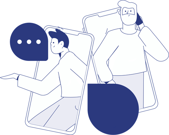 Hombre ocupado chateando en línea  Ilustración