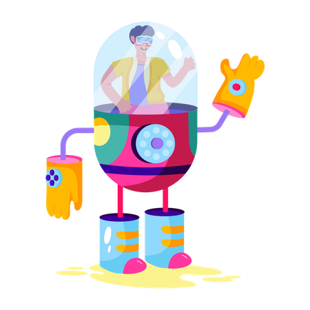 Hombre operando robot VR  Illustration
