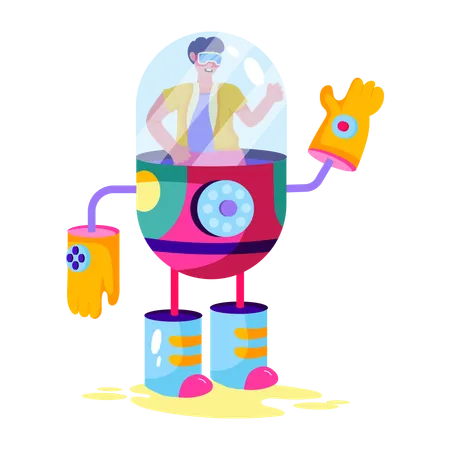 Hombre operando robot VR  Illustration