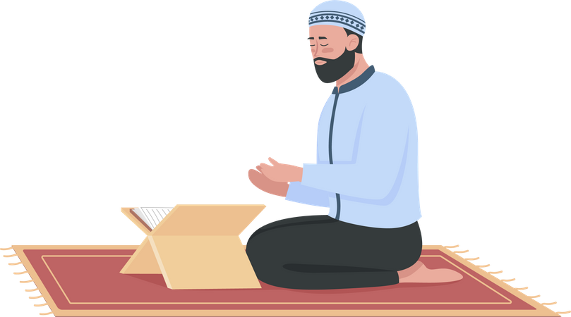 Hombre rezando en la mezquita  Ilustración