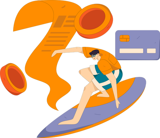 Hombre pagando factura con tarjeta de crédito  Ilustración