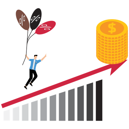 Hombre que paga intereses sobre la financiación empresarial  Ilustración