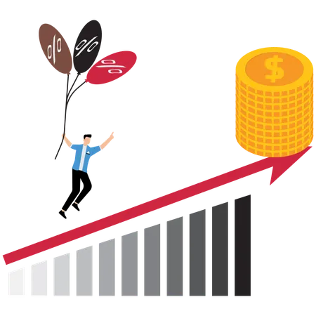 Hombre que paga intereses sobre la financiación empresarial  Ilustración