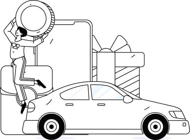 Hombre pagando por servicio de taxi  Ilustración