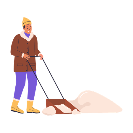 Hombre paleando nieve  Ilustración