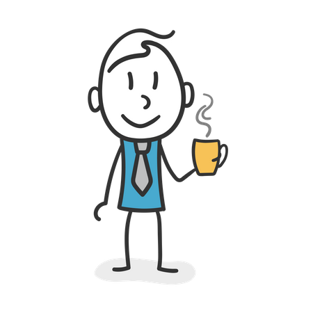 Hombre del palo tomando café  Ilustración