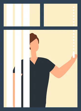 Hombre parado en la ventana  Ilustración