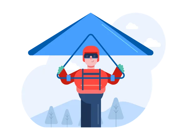 Hombre en parapente  Ilustración