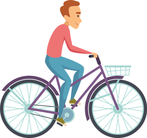 Hombre, andar en bicicleta  Ilustración