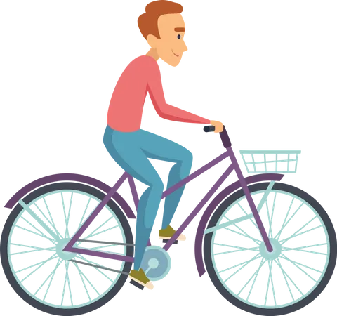 Hombre, andar en bicicleta  Ilustración