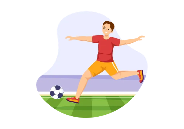 Hombre pateando fútbol  Ilustración