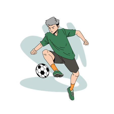 Hombre pateando fútbol  Ilustración