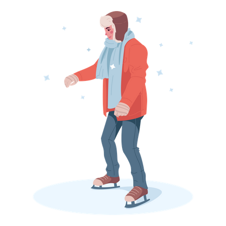 Hombre patinando sobre hielo  Ilustración