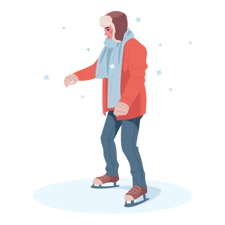 Hombre patinando sobre hielo  Ilustración