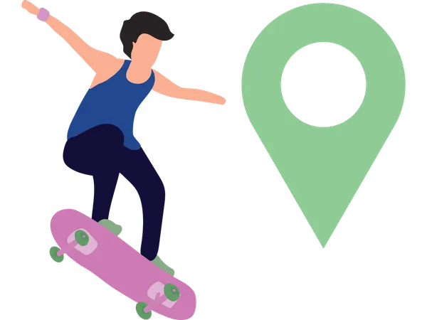 Hombre patinando en el lugar  Ilustración