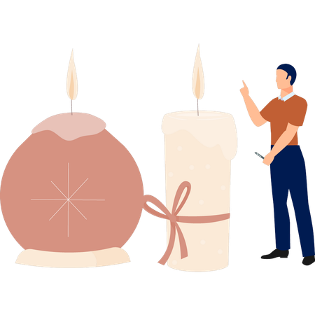 Hombre pensando en una vela de celebración  Illustration