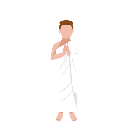 Peregrino masculino Hajj rezando namaz  Ilustración