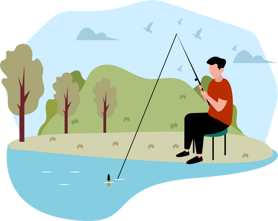 Hombre pescando  Ilustración