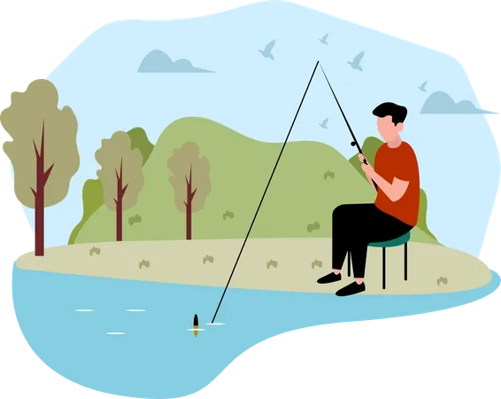 Hombre pescando  Ilustración