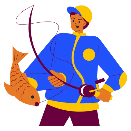 Hombre pescando  Ilustración