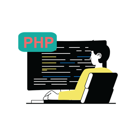 Desarrollador php hombre  Ilustración