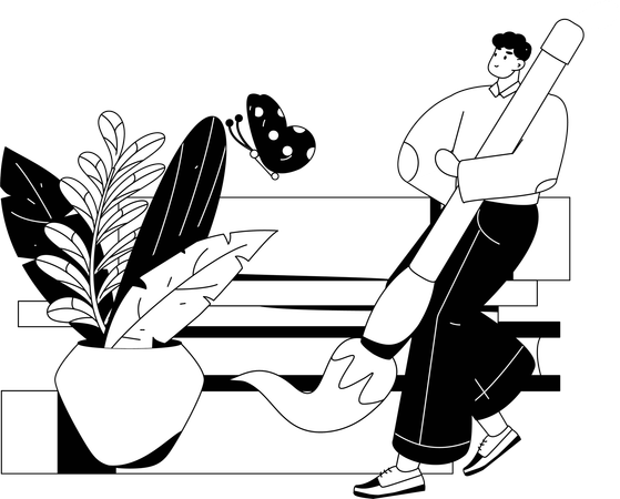 Hombre pintando en su tiempo libre  Ilustración
