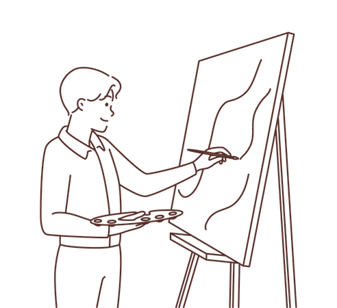 Hombre pintando  Ilustración