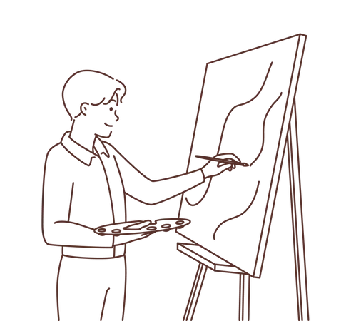 Hombre pintando  Ilustración