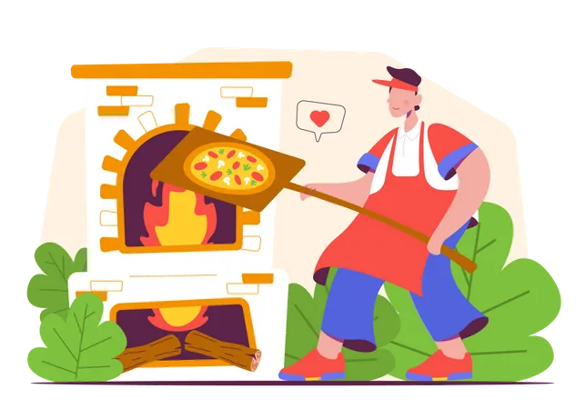 Hombre pizzero  Ilustración