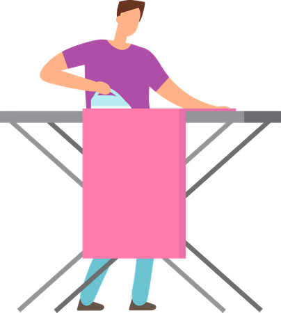 Hombre planchando tela  Ilustración
