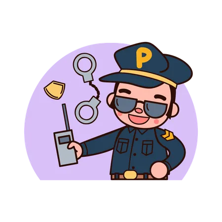 Oficial de policía masculino  Ilustración
