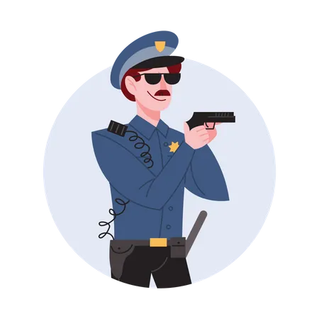 Oficial de policía masculino  Ilustración