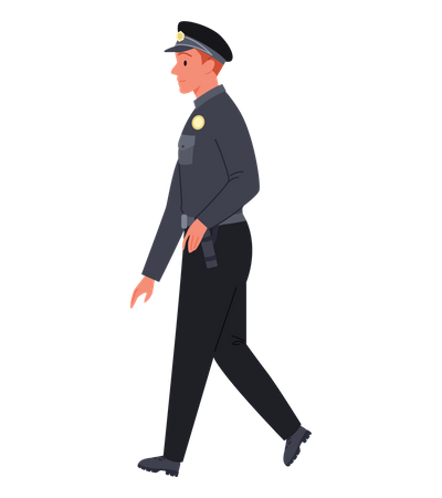 Policía masculino caminando  Ilustración