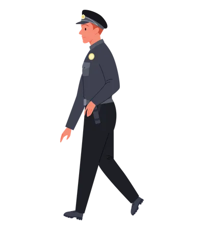 Policía masculino caminando  Ilustración