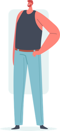 Hombre posando en jeans  Ilustración