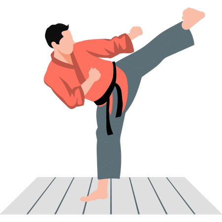 Hombre practicando Judo Karate  Ilustración