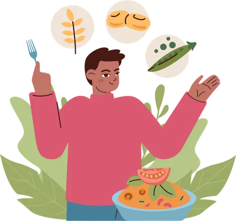 El hombre prepara comida nutritiva  Ilustración