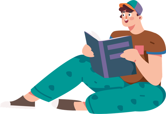 Hombre preparándose para exámenes competitivos leyendo libros  Ilustración