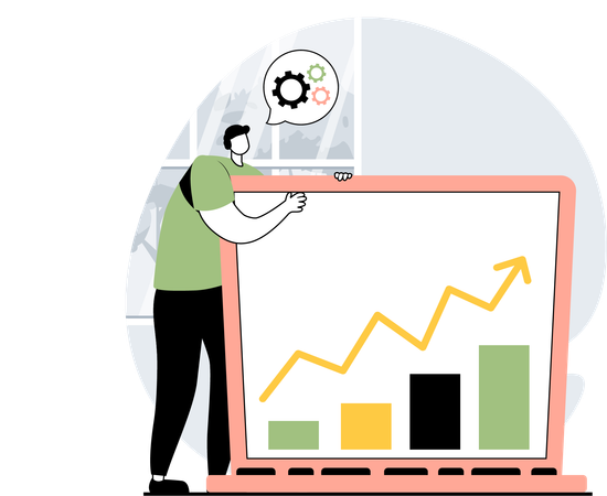 Hombre presentando análisis de datos  Ilustración