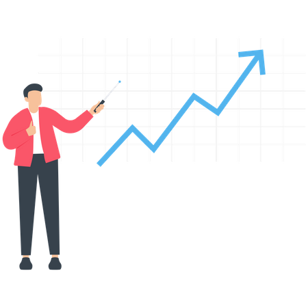 Hombre que presenta estrategia financiera  Ilustración