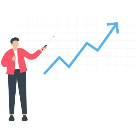 Hombre que presenta estrategia financiera  Ilustración