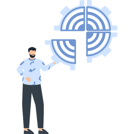 Hombre presentando negocios y tecnología  Ilustración