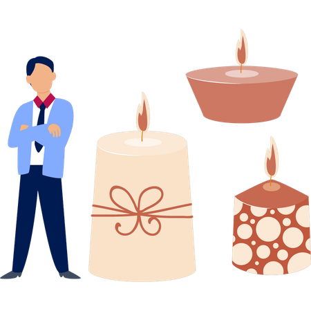 Hombre presentando velas de Diwali  Ilustración