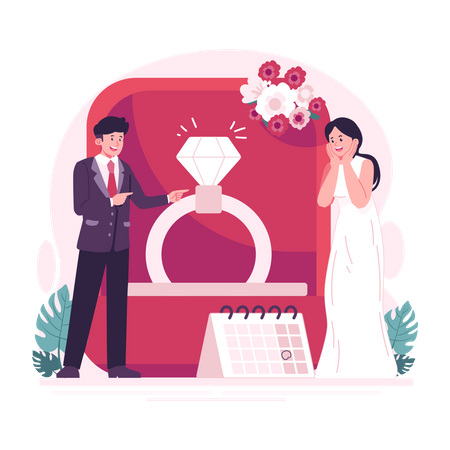 Hombre le propone matrimonio a su novia  Ilustración