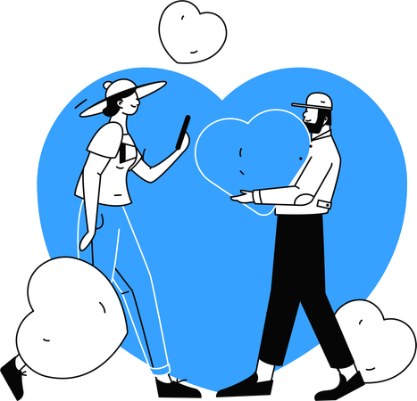 Hombre proponer chica  Ilustración