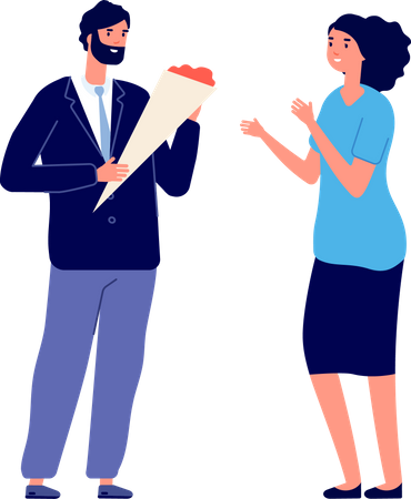 Hombre proponiendo chica  Ilustración