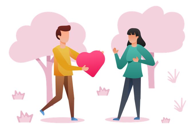 Hombre proponiendo chica  Ilustración