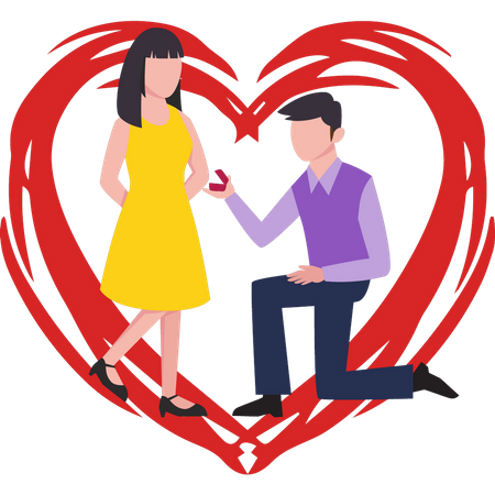 Un hombre le propuso matrimonio a una chica el día de San Valentín  Ilustración